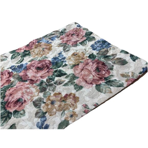 Pair of Vintage Wide Floral Valances 2 Short Curtains Window Treatments Flowers - Picture 4 of 6